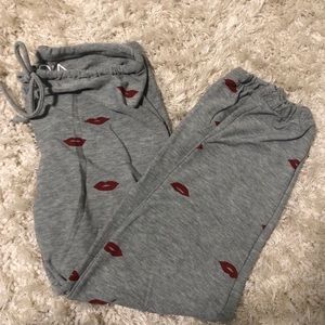 lip print chaser joggers